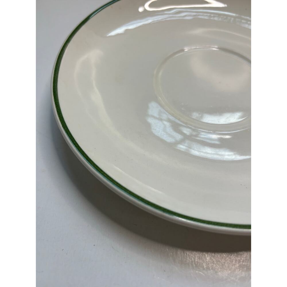 2 Continental Kilns USA Round Saucers Green Rim Restaurant Ware 7 inch - Picture 2 of 5
